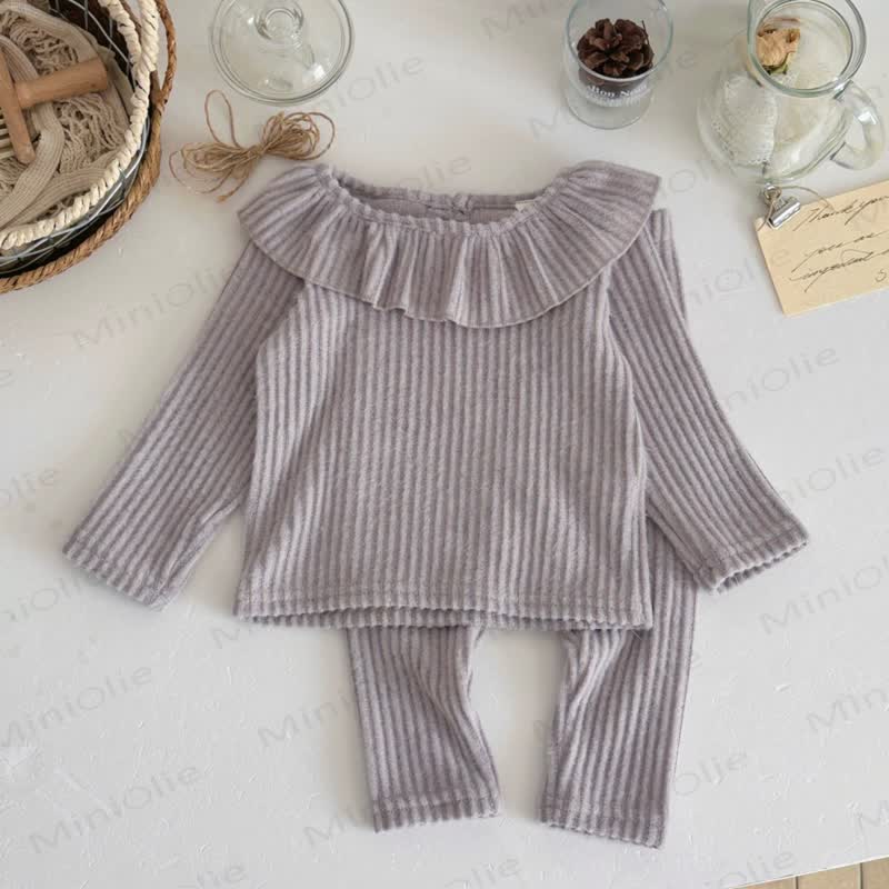 Baby Girl Rib Stitch Knit Lapel 2-piece Set - image 2