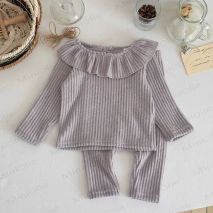 Baby Girl Rib Stitch Knit Lapel 2-piece Set - image 2
