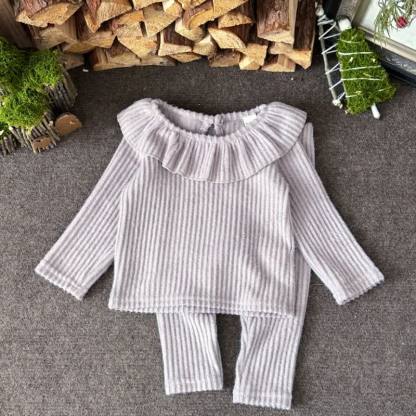 Baby Girl Rib Stitch Knit Lapel 2-piece Set - image 5