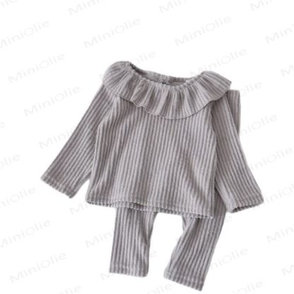Baby Girl Rib Stitch Knit Lapel 2-piece Set - image 6