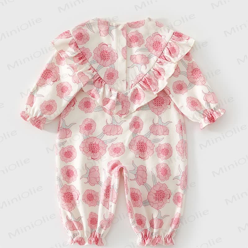 Baby Floral Print Bow Cute Romper - Pink - 18-24M - image 1