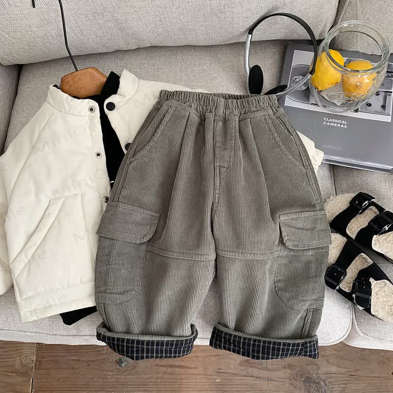 Baby Toddler Boy Cord Plaid Loose Pants - image 3