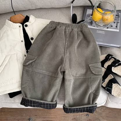 Baby Toddler Boy Cord Plaid Loose Pants - image 5