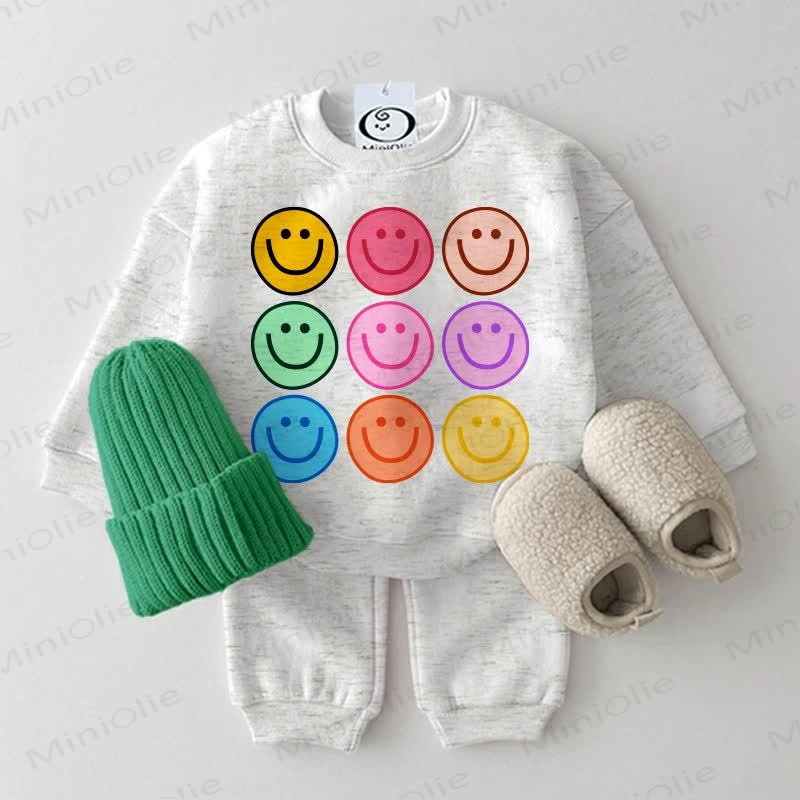 Baby Colorful Smiley Face 2-piece Light Grey Set - Light Grey - 2-3T - image 1