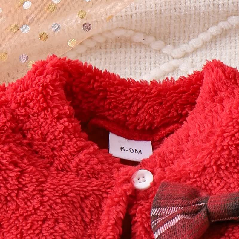 Baby Girl Plaid Bow Fur Dress - image 6