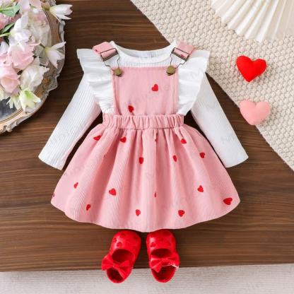 Baby Girl Love Bodysuit & Suspender Dress - Pink - 12-18M - image 1