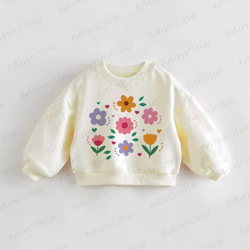 Baby Toddler Floral Cream Sweatshirt - Cream - 3-5T - image 1