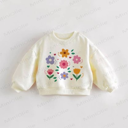 Baby Toddler Floral Cream Sweatshirt - Cream - 3-5T - image 1