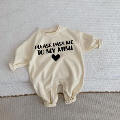 PLEASE PASS ME TO MY MIMI Baby Toddler Love Beige Romper - Beige - 2-3T - image 1