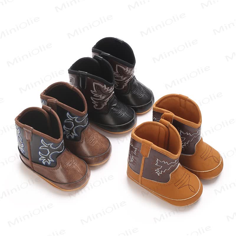Baby Leaves Embroidered Soft Boots - image 1