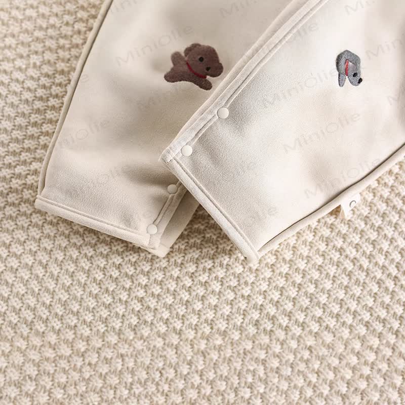 Baby Dachshund Cartoon Embroidered Fleece Romper - image 4