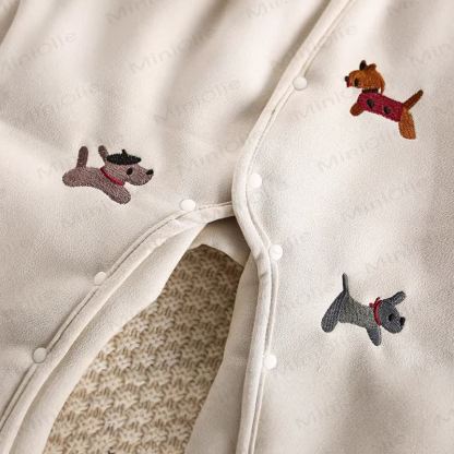 Baby Dachshund Cartoon Embroidered Fleece Romper - image 5