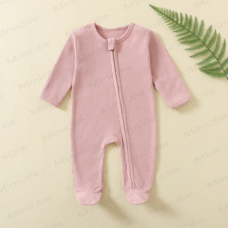 Baby Solid Color Newborn Pajamas Romper - Pink - 12M - image 2