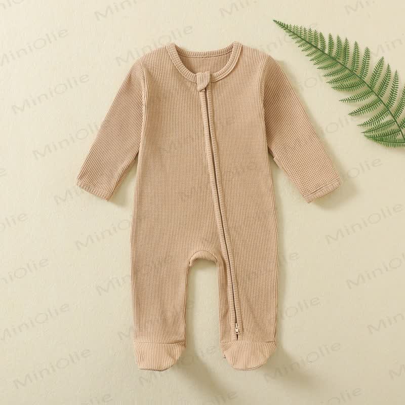 Baby Solid Color Newborn Pajamas Romper - Brown - 12M - image 10