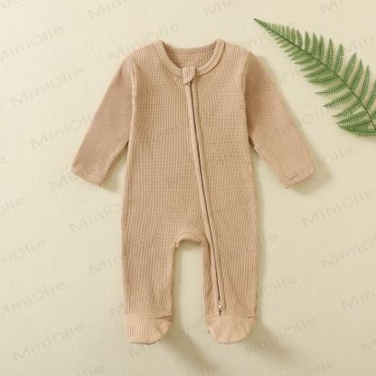 Baby Solid Color Newborn Pajamas Romper - Brown - 12M - image 10