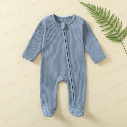 Baby Solid Color Newborn Pajamas Romper - Gray Blue - 12M - image 3
