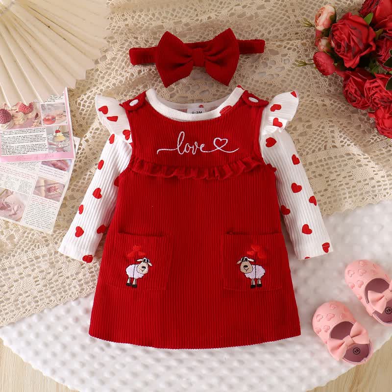 LOVE Baby Girl Bodysuit & Sleeveless Sheep Dress - image 2