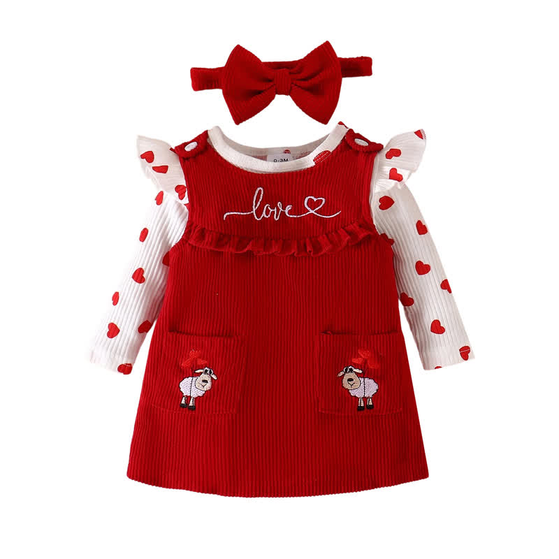 LOVE Baby Girl Bodysuit & Sleeveless Sheep Dress - image 5