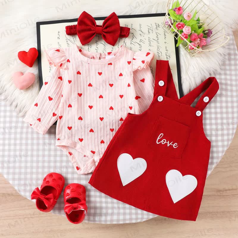 LOVE Baby Girl Bodysuit & Suspender Dress - image 3