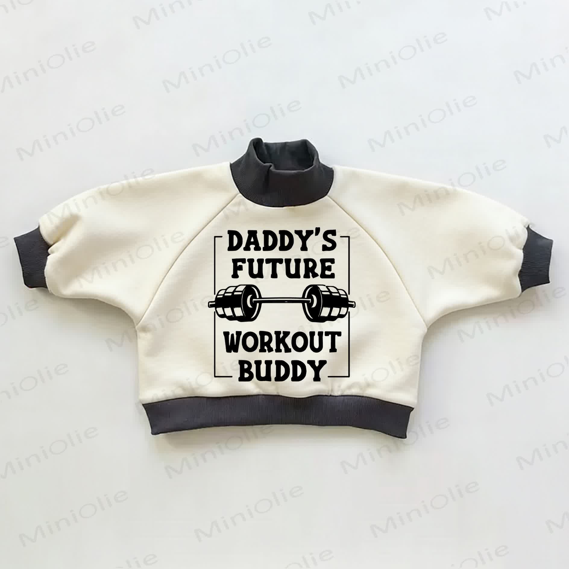 DADDY'S FUTURE WORKOUT BUDDY Baby Toddler Color Block Sweatshirt - Beige&Black - 3-5T - image 1