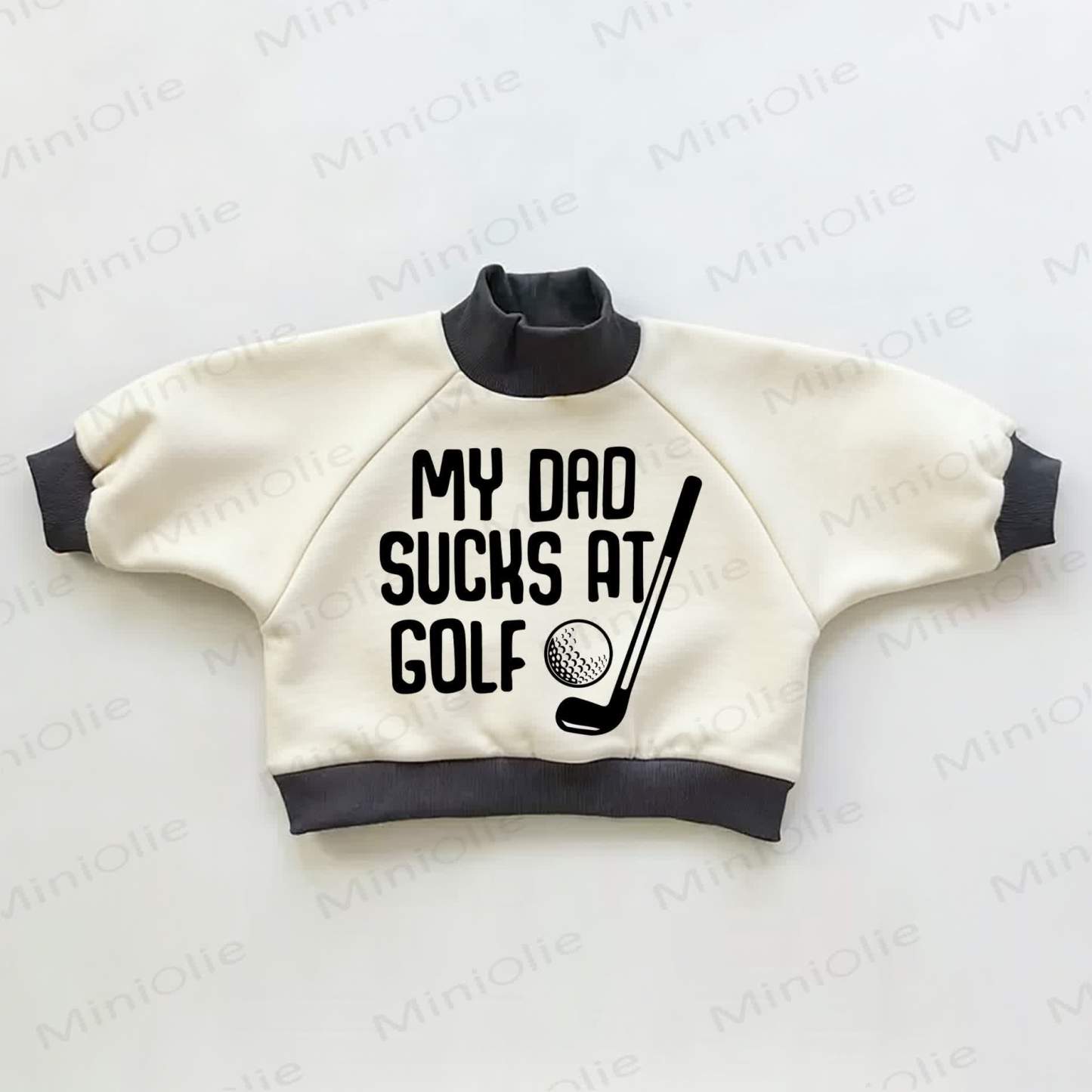 MY DAD SUCKS AT GOLF Baby Toddler Color Block Sweatshirt - Beige&Black - 3-5T - image 1