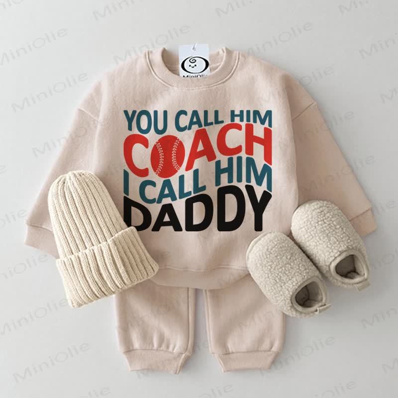 YOU CALL HIM COACH I CALL HIM DADDY Baby Beige 2-piece Set - Beige - 2-3T - image 1