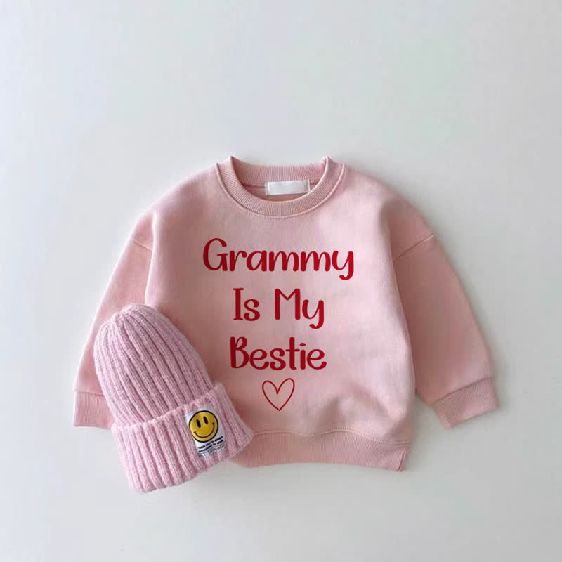 GRAMMY IS MY BESTIE Baby Girl Pink Love Sweatshirt - Pink - 2-3T - image 1