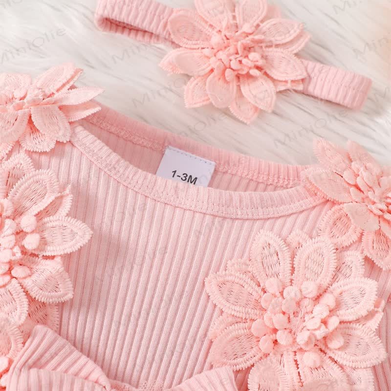 Baby Girl Bow Flower Flying Sleeves Lace Romper Dress - image 18