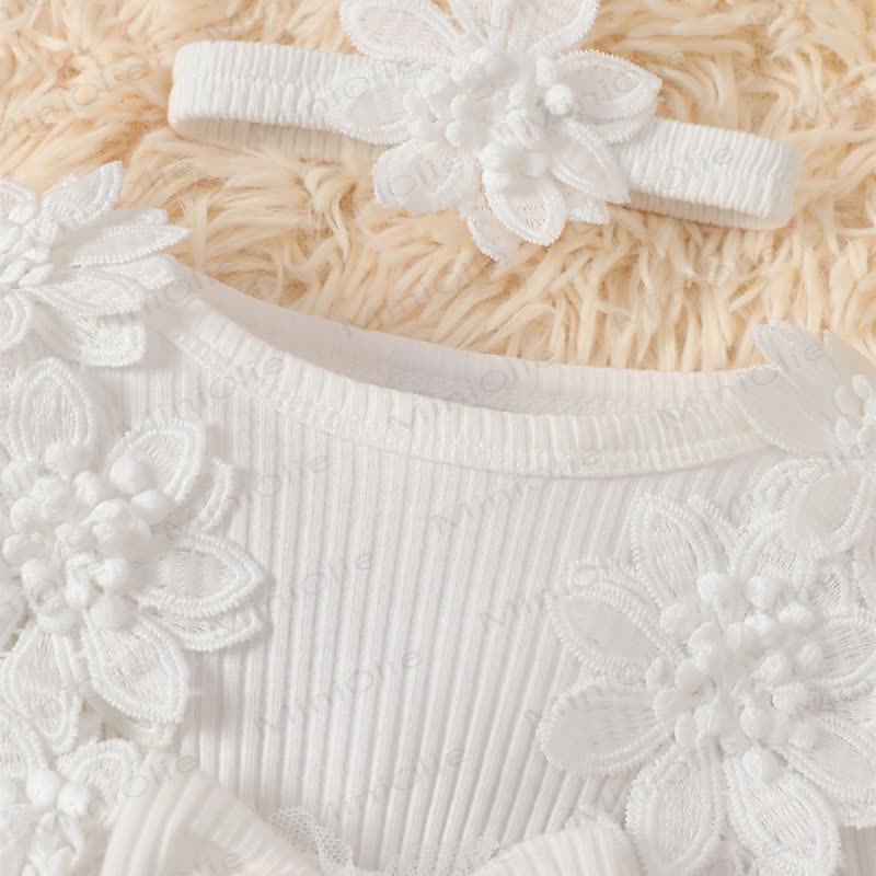 Baby Girl Bow Flower Flying Sleeves Lace Romper Dress - image 26