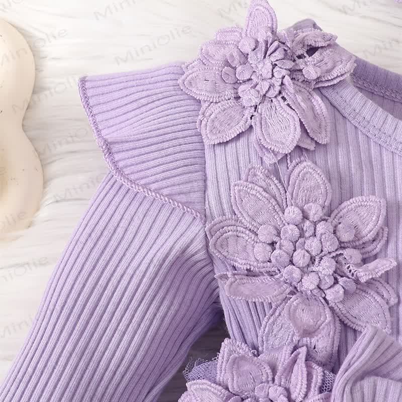 Baby Girl Bow Flower Flying Sleeves Lace Romper Dress - image 14