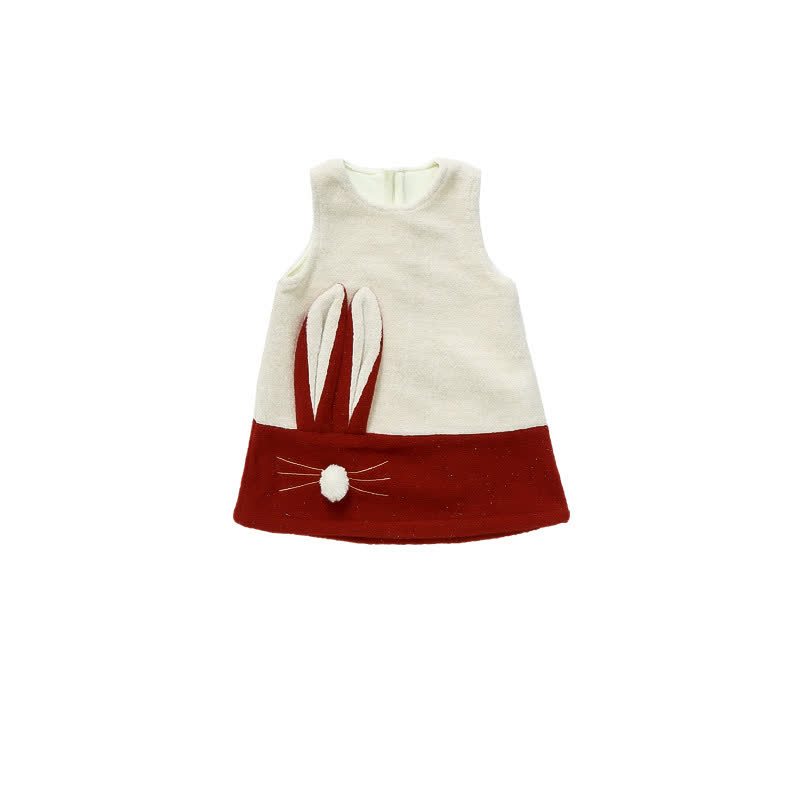 Toddler Kid Girl Bunny Sleeveless Dress/ Red Top - Red White Dress - 5-6T - image 1
