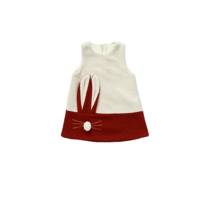 Toddler Kid Girl Bunny Sleeveless Dress/ Red Top - Red White Dress - 5-6T - image 1