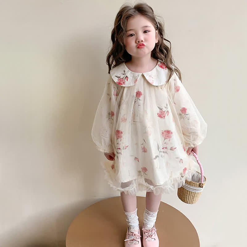 Toddler Girl Flower Mesh Dress - image 2