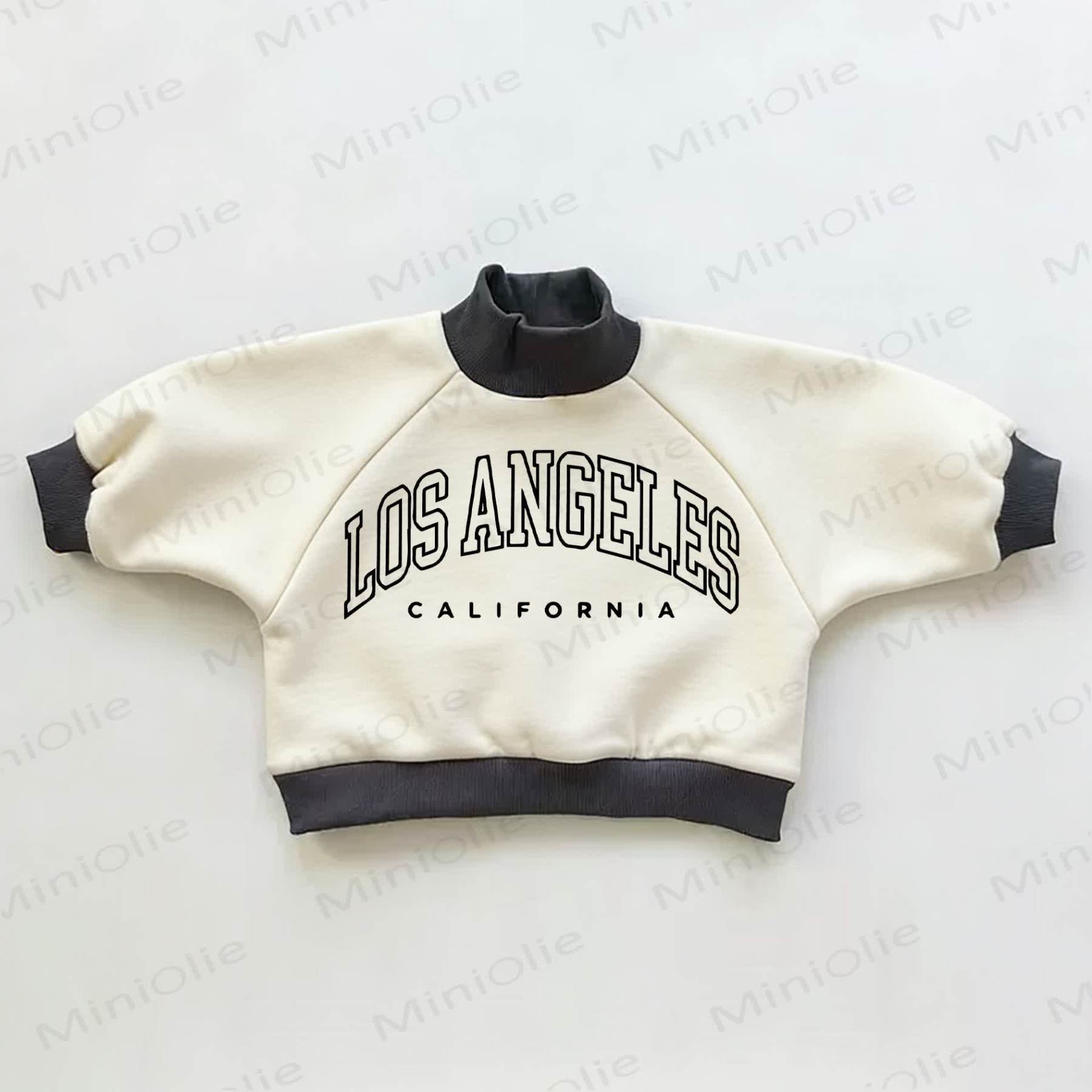 LOS ANGELES CALIFORNIA Baby Toddler Color Block Sweatshirt - Beige&Black - 3-5T - image 1