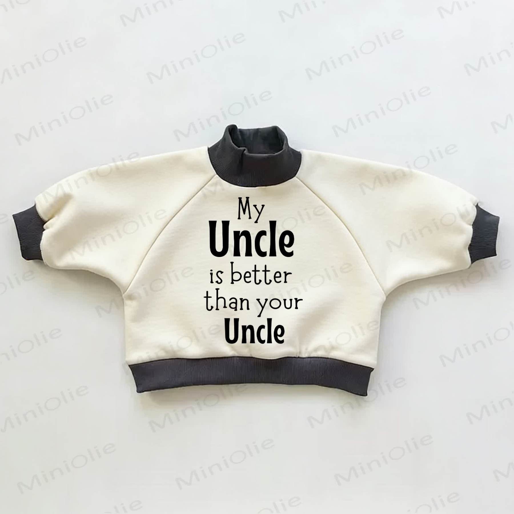 MY UNCLE IS BETTER THAN YOUR UNCLE Baby Toddler Color Block Sweatshirt - Beige&Black - 3-5T - image 1