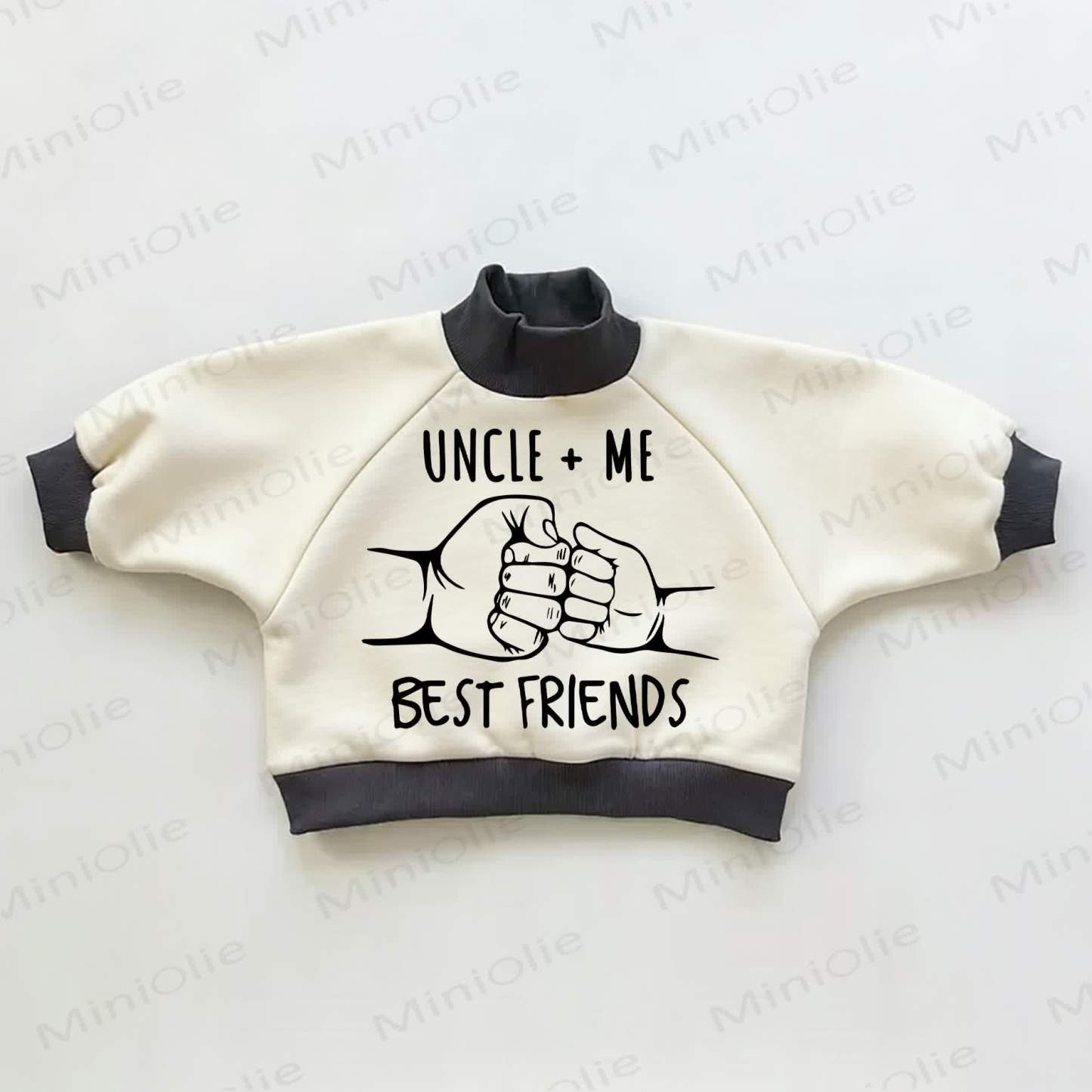 UNCLE + ME = BEST FRIENDS Baby Toddler Color Block Sweatshirt - Beige&Black - 3-5T - image 1