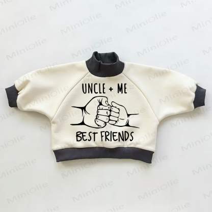 UNCLE + ME = BEST FRIENDS Baby Toddler Color Block Sweatshirt - Beige&Black - 3-5T - image 1