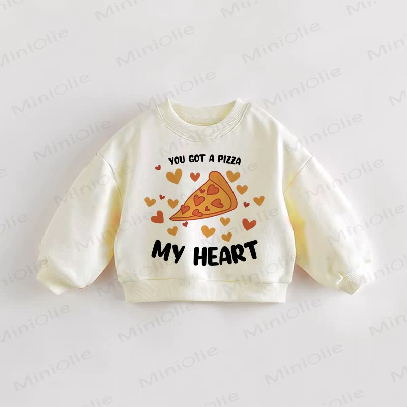 YOU GOT A PIZZA MY HEART Baby Toddler Cream Sweatshirt - Cream - 3-5T - image 1