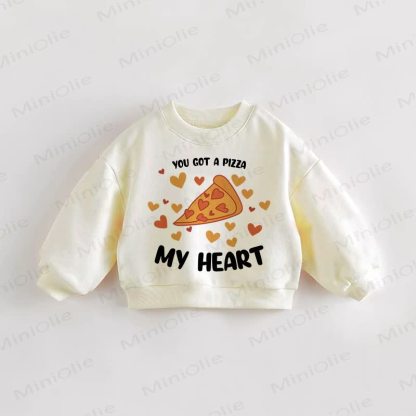 YOU GOT A PIZZA MY HEART Baby Toddler Cream Sweatshirt - Cream - 3-5T - image 1
