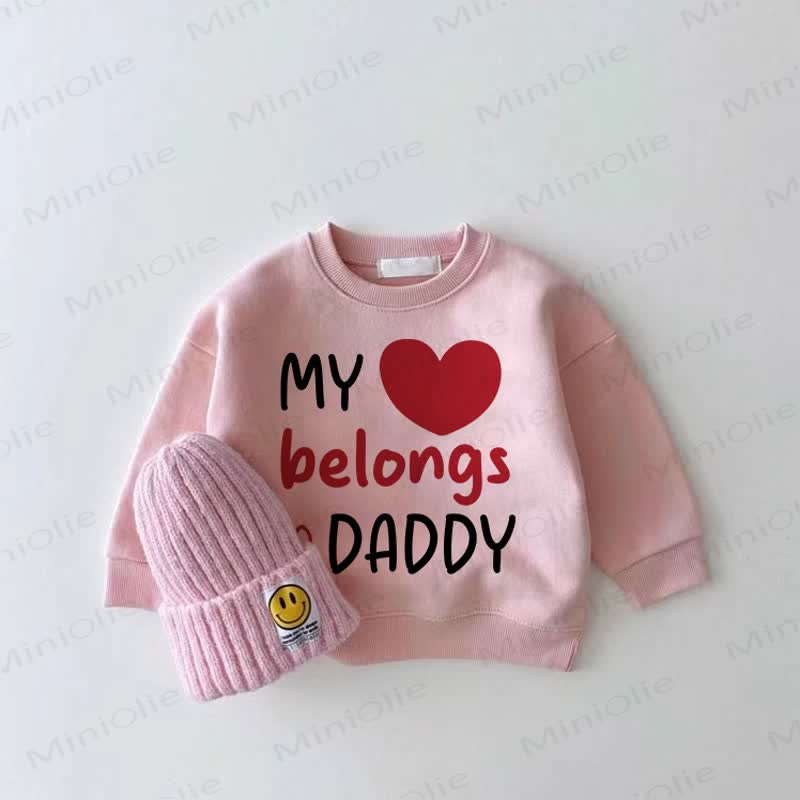 MY BELONGS TO DADDY Baby Girl Love Pink Sweatshirt - Pink - 2-3T - image 1