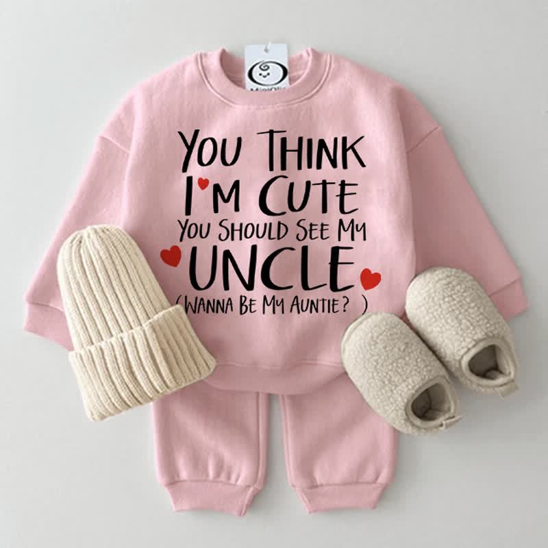 YOU THINK I'M CUTE YOU SHOULD SEE MY UNCLE WANNA BE MY AUNTIE Baby Love 2-piece Set - Pink - 2-3T - image 2