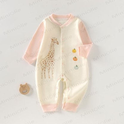 Baby Giraffe Cartoon Print Romper - Pink - 18-24M - image 2