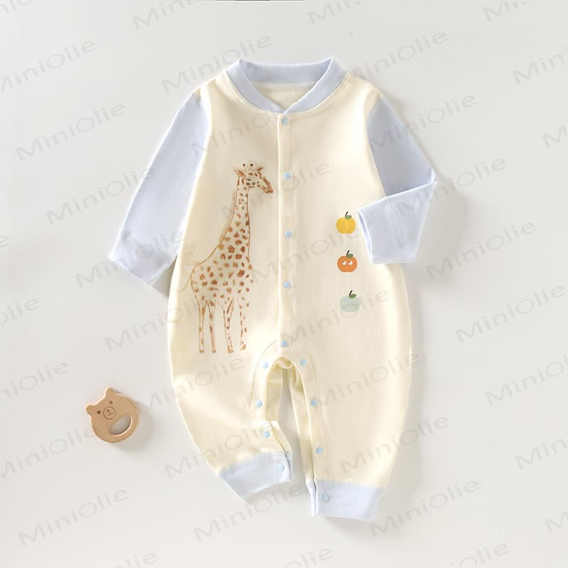 Baby Giraffe Cartoon Print Romper - Blue - 18-24M - image 3