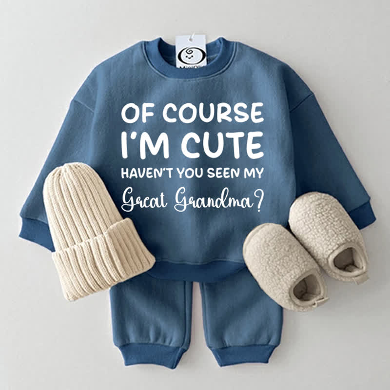 OF COURSE I'M CUTE HAVEN'T YOU SEEN MY GREAT GRANDMA Baby 2-piece Set - Blue - 2-3T - image 3