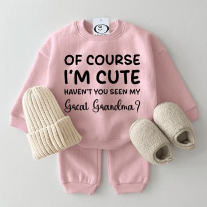 OF COURSE I'M CUTE HAVEN'T YOU SEEN MY GREAT GRANDMA Baby 2-piece Set - Pink - 2-3T - image 2