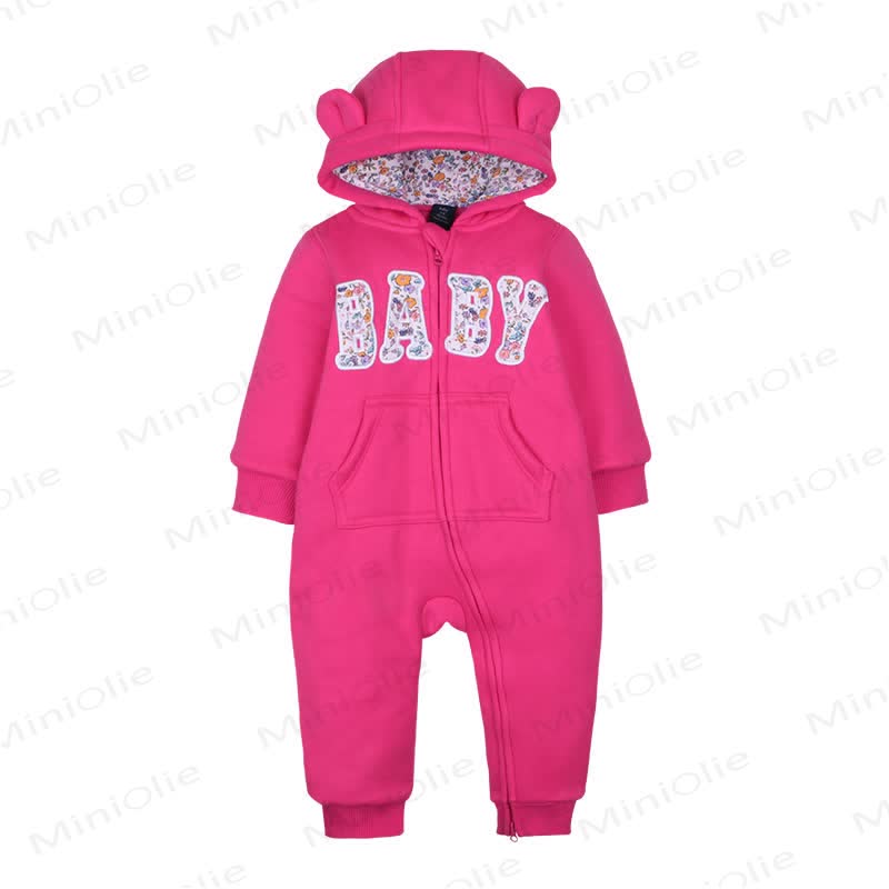 Baby 'BABY' Slogan Printed Hooded Romper - Pink - 18-24M - image 2