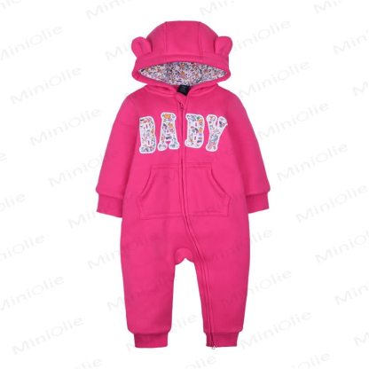 Baby 'BABY' Slogan Printed Hooded Romper - Pink - 18-24M - image 2