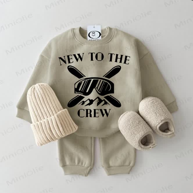 NEW TO THE CREW Baby Sweatshirt Grey Green 2-piece Set - Grey Green - 2-3T - image 1