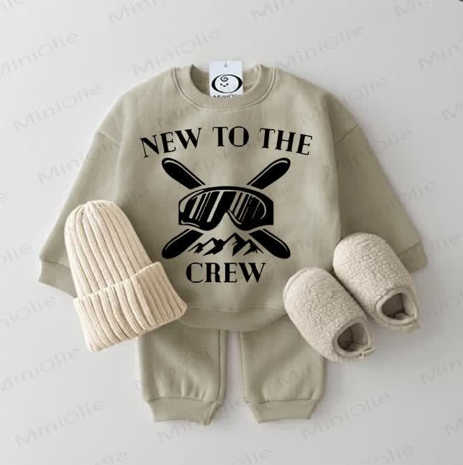 NEW TO THE CREW Baby Sweatshirt Grey Green 2-piece Set - Grey Green - 2-3T - image 1