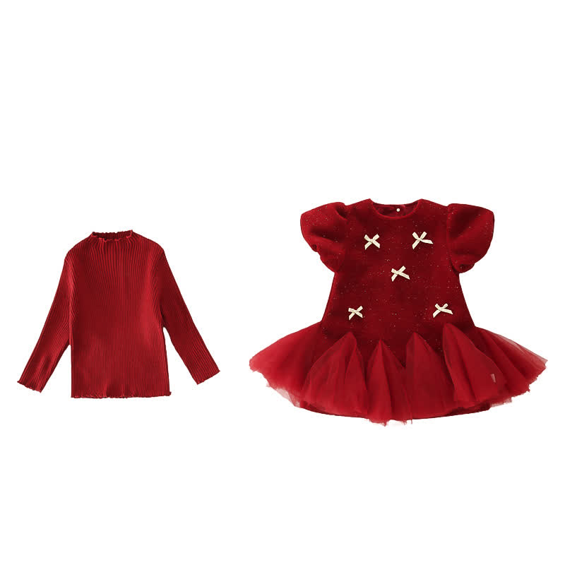 Toddler Kid Girl Bow Mesh Flying Sleeves Dress - image 3
